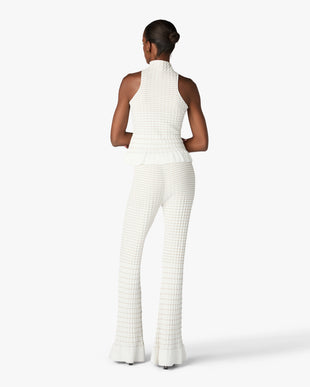 White Pleated Mosaic Pants