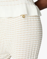 White Pleated Mosaic Pants