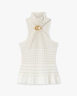 White Pleated Mosaic Top