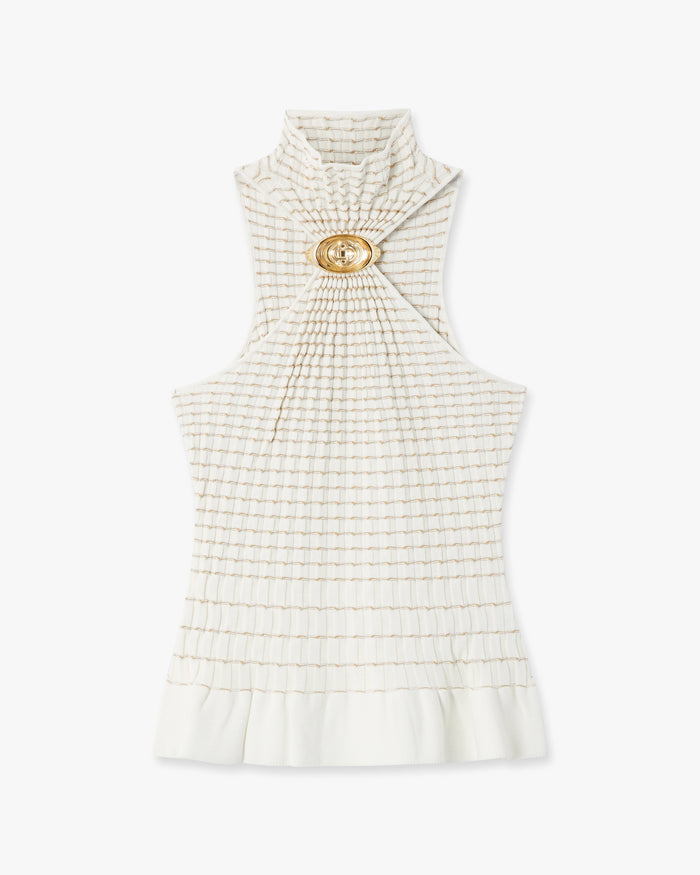 Haut blanc Pleated Mosaic