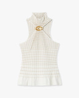 Haut blanc Pleated Mosaic