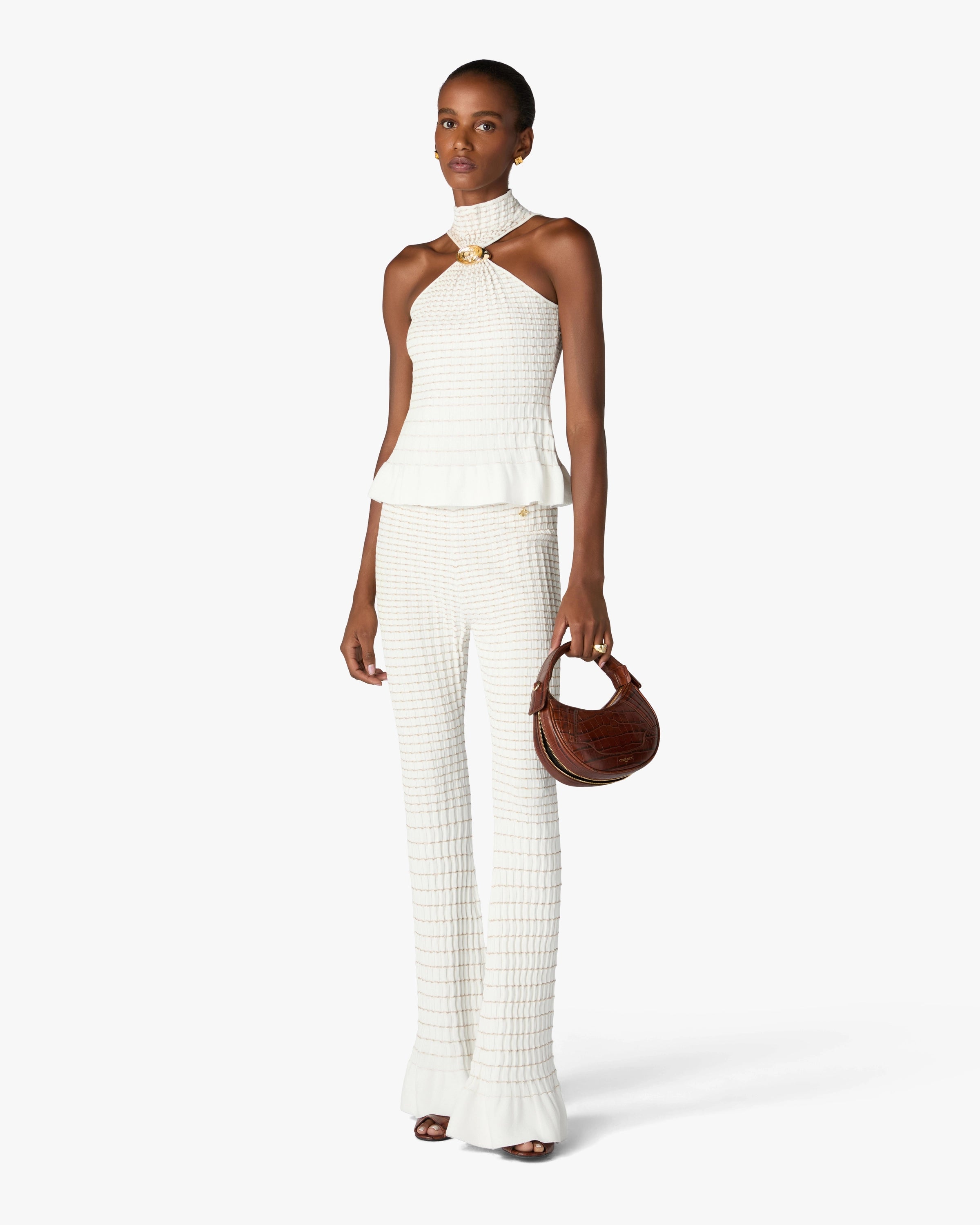 White Pleated Mosaic Top