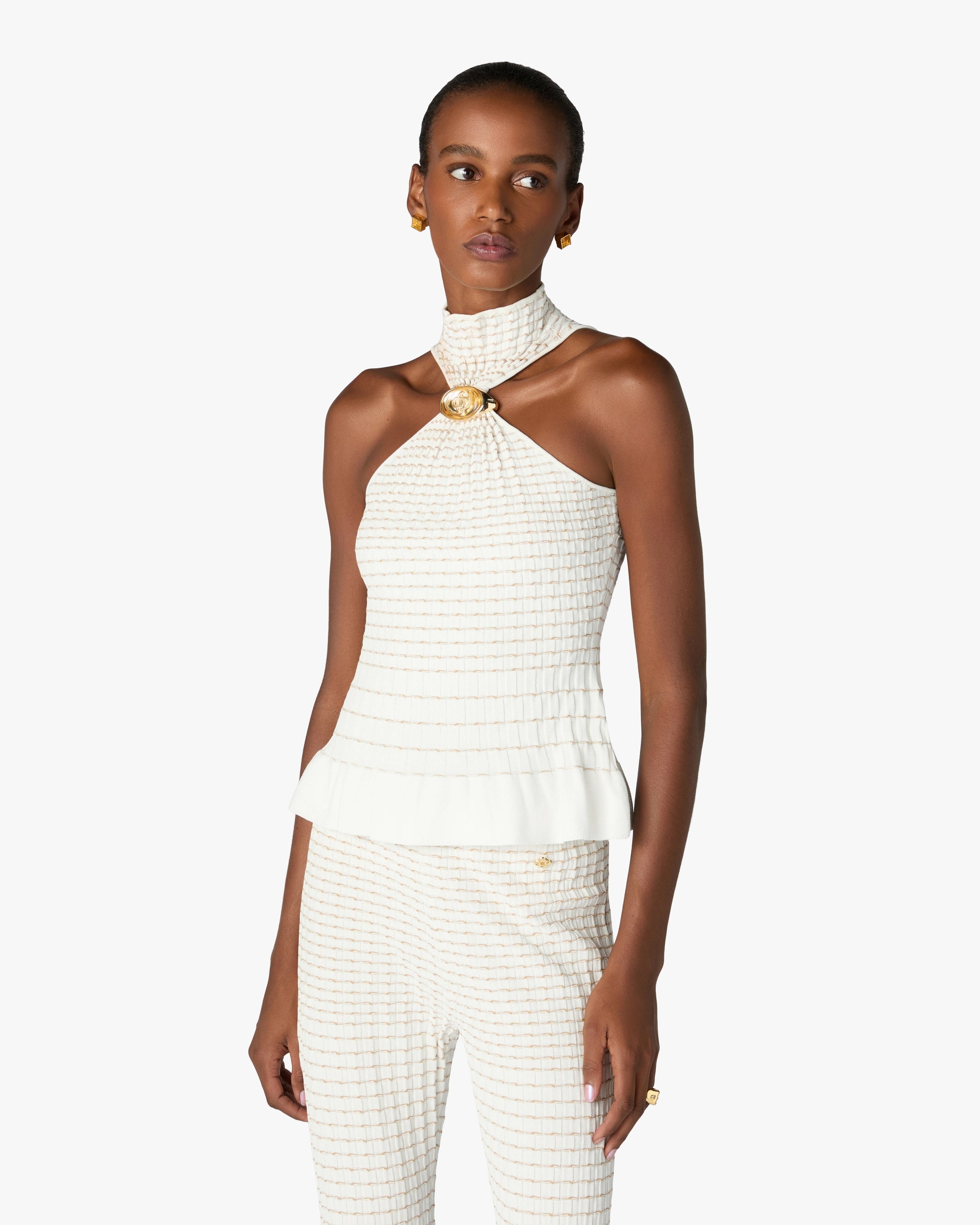 White Pleated Mosaic Top