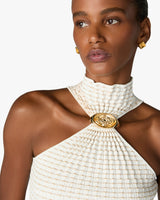 White Pleated Mosaic Top