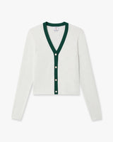 White Pointelle Monogram Cardigan