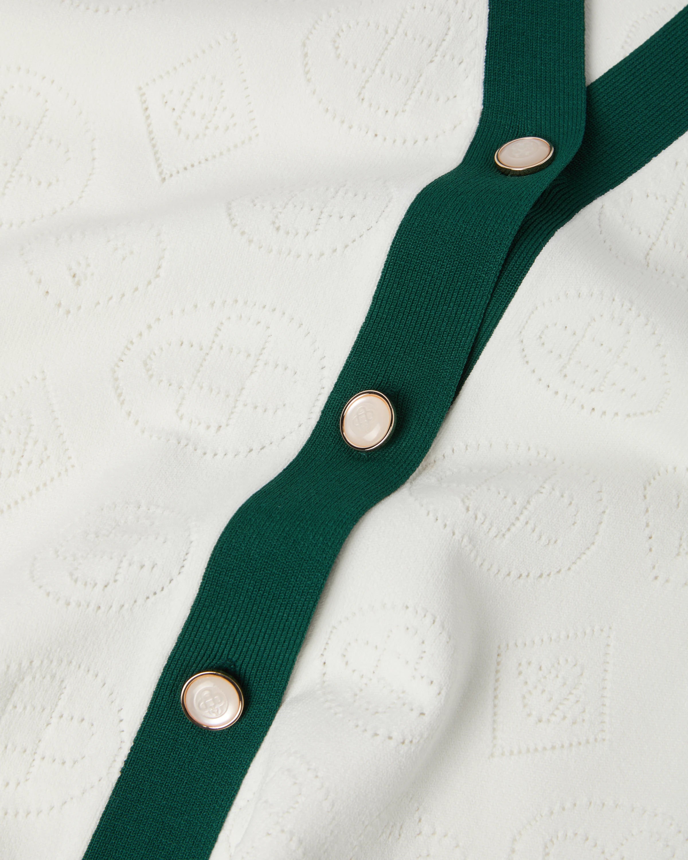 White Pointelle Monogram Cardigan