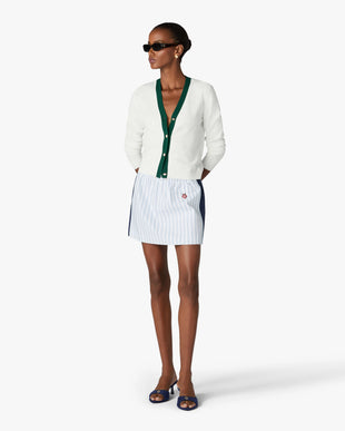 White Pointelle Monogram Cardigan