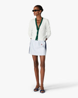 White Pointelle Monogram Cardigan