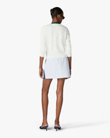 White Pointelle Monogram Cardigan
