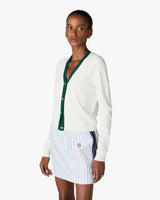 White Pointelle Monogram Cardigan