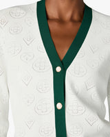 White Pointelle Monogram Cardigan