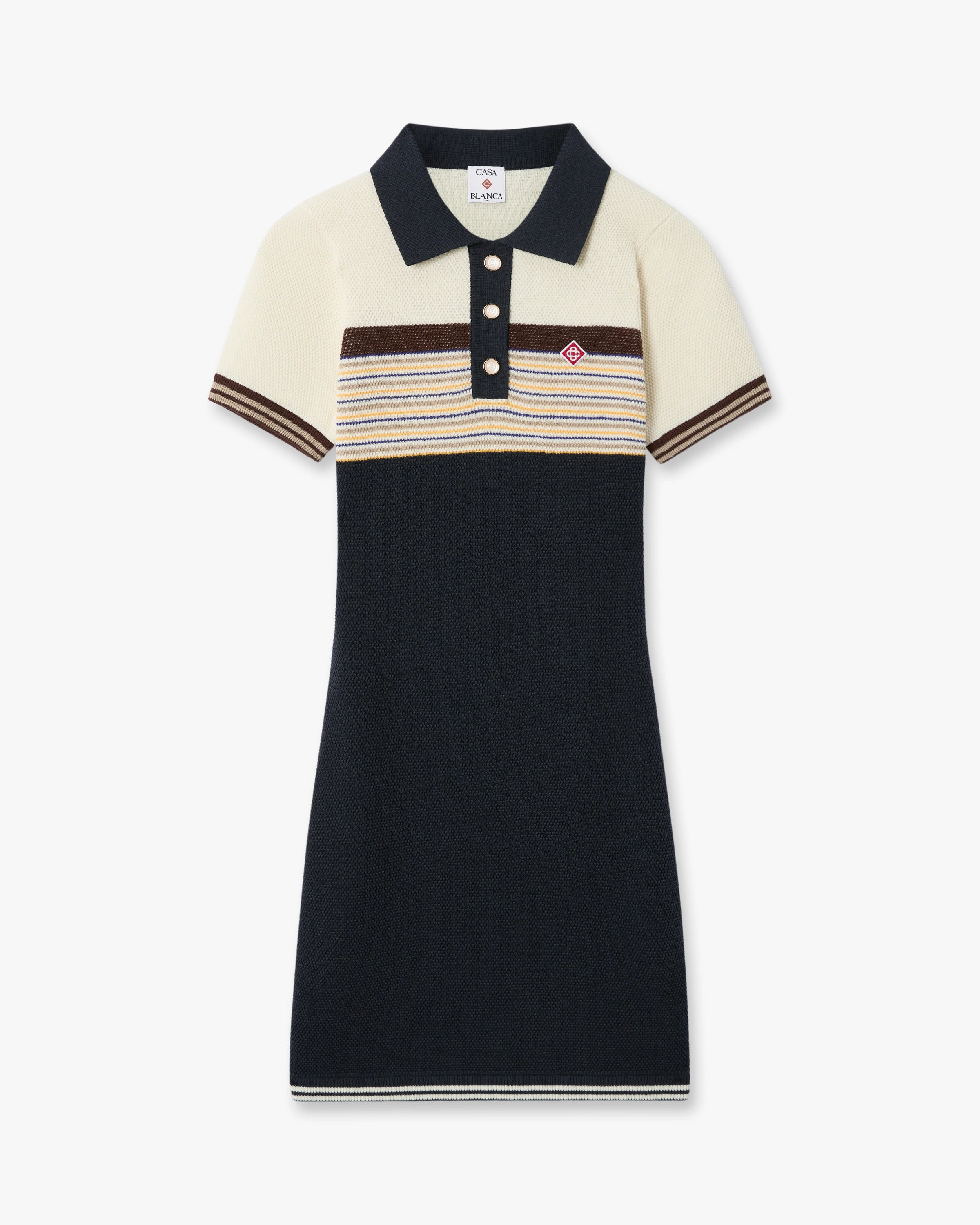Café Culture Wool Stripe Polo Mini Dress