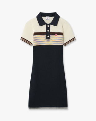 Café Culture Wool Stripe Polo Mini Dress