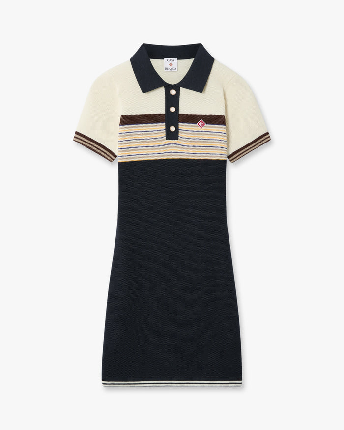 Café Culture Wool Stripe Polo Mini Dress