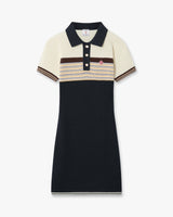 Café Culture Wool Stripe Polo Mini Dress