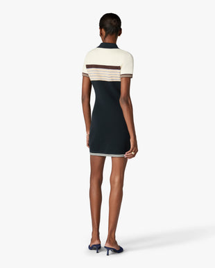 Café Culture Wool Stripe Polo Mini Dress