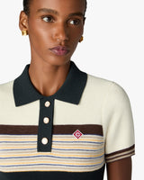 Café Culture Wool Stripe Polo Mini Dress