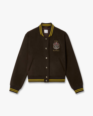 Brown Celestial Pyramid Wool Varsity Jacket
