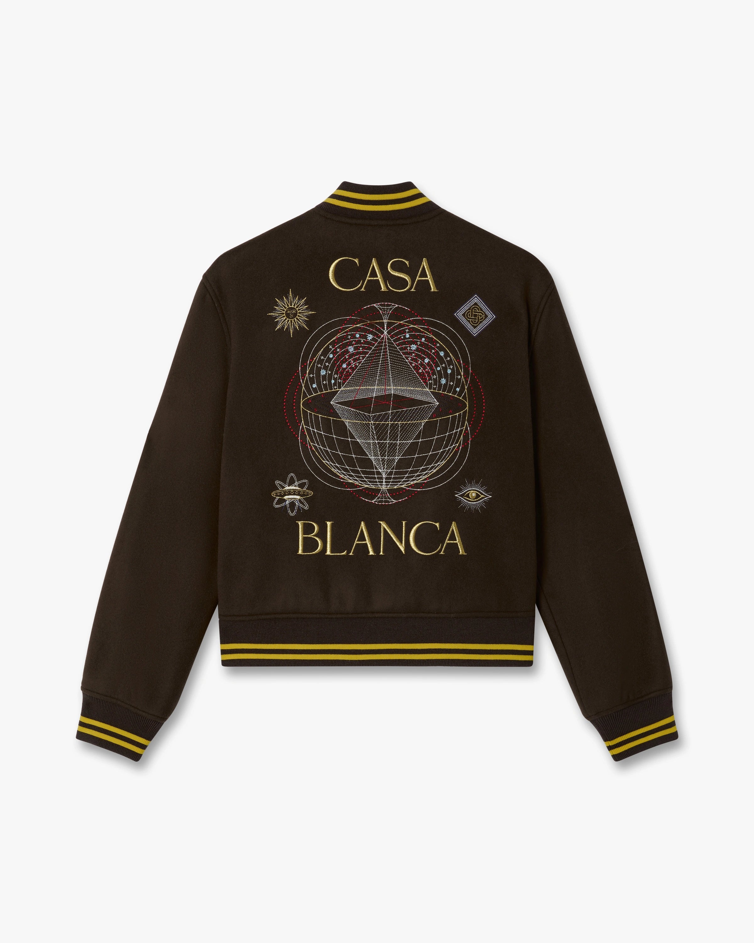 Brown Celestial Pyramid Wool Varsity Jacket