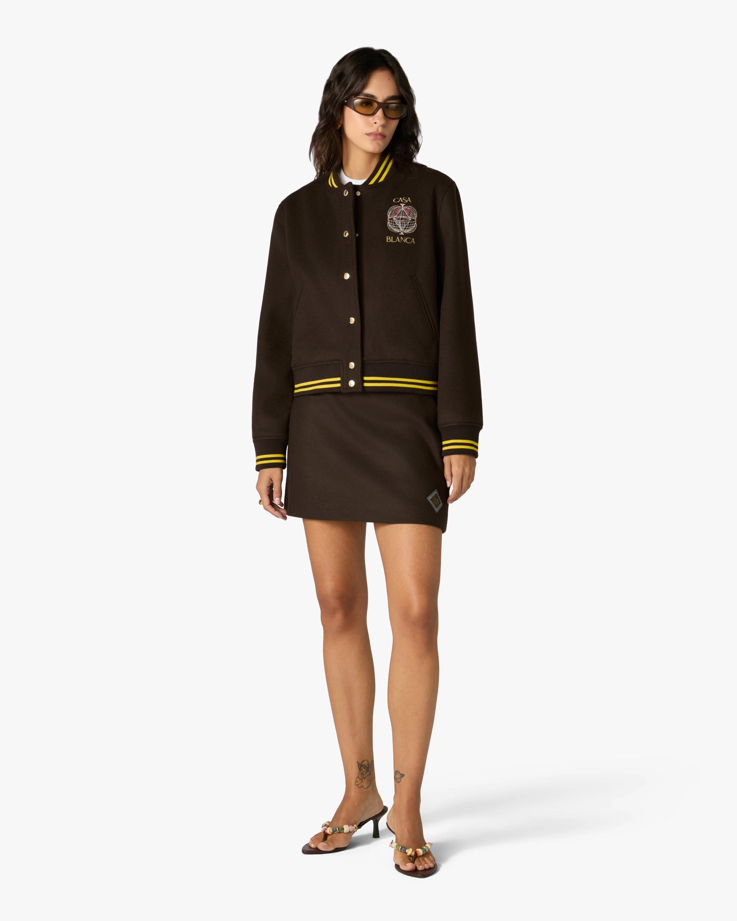 Brown Celestial Pyramid Wool Varsity Jacket