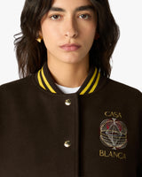 Brown Celestial Pyramid Wool Varsity Jacket