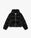 Black Lacquered Cropped Nylon Puffer Down Jacket