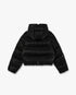 Black Lacquered Cropped Nylon Puffer Down Jacket