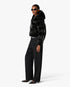Black Lacquered Cropped Nylon Puffer Down Jacket