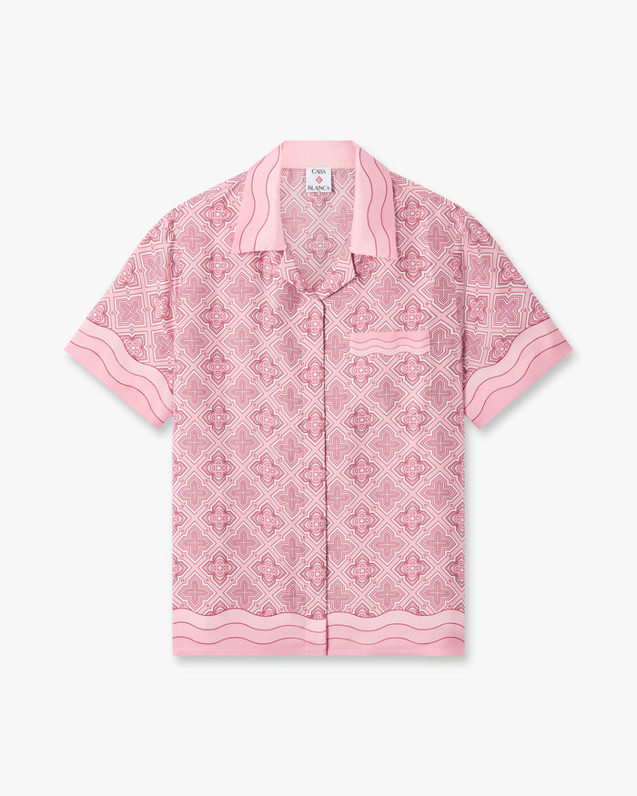 Chemise en soie rose à monogramme Radiating