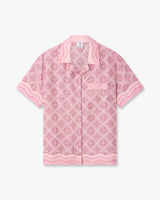 Chemise en soie rose à monogramme Radiating