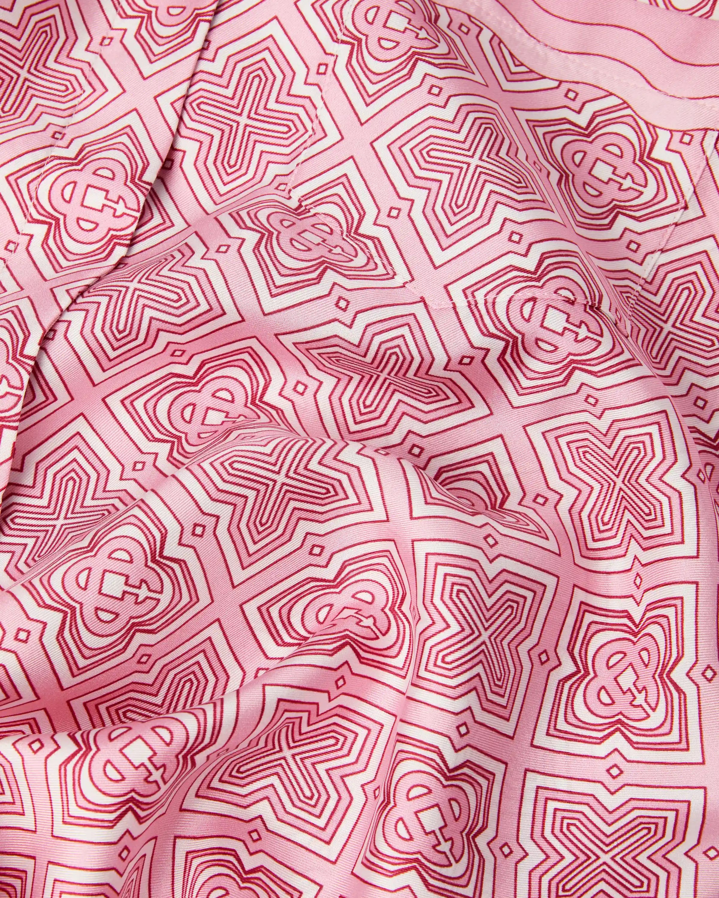 Chemise en soie rose à monogramme Radiating