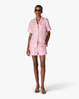 Chemise en soie rose à monogramme Radiating