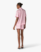 Chemise en soie rose à monogramme Radiating