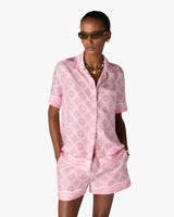 Chemise en soie rose à monogramme Radiating