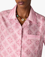 Chemise en soie rose à monogramme Radiating