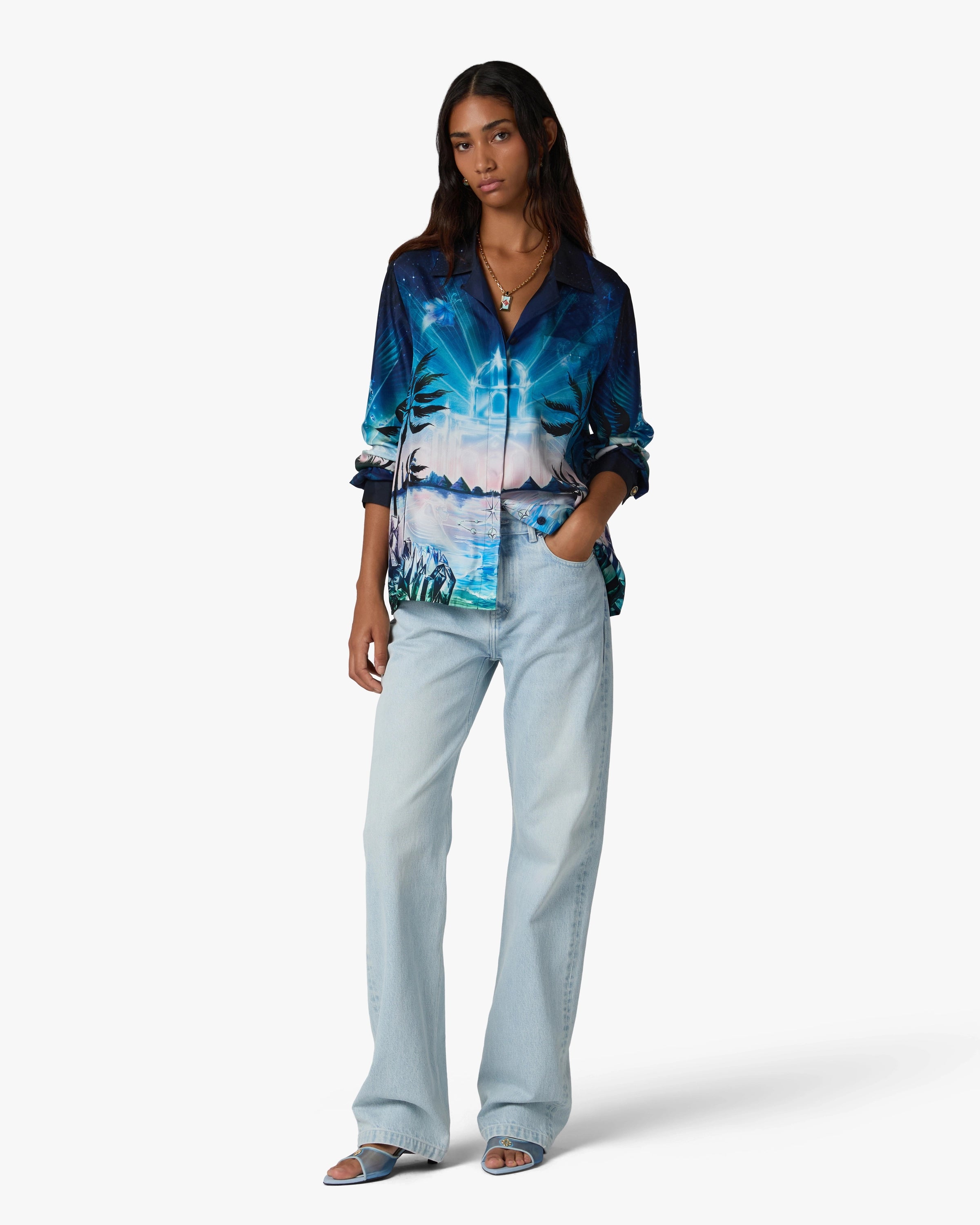 Crystal Alchemy Long Sleeve Silk Twill Shirt