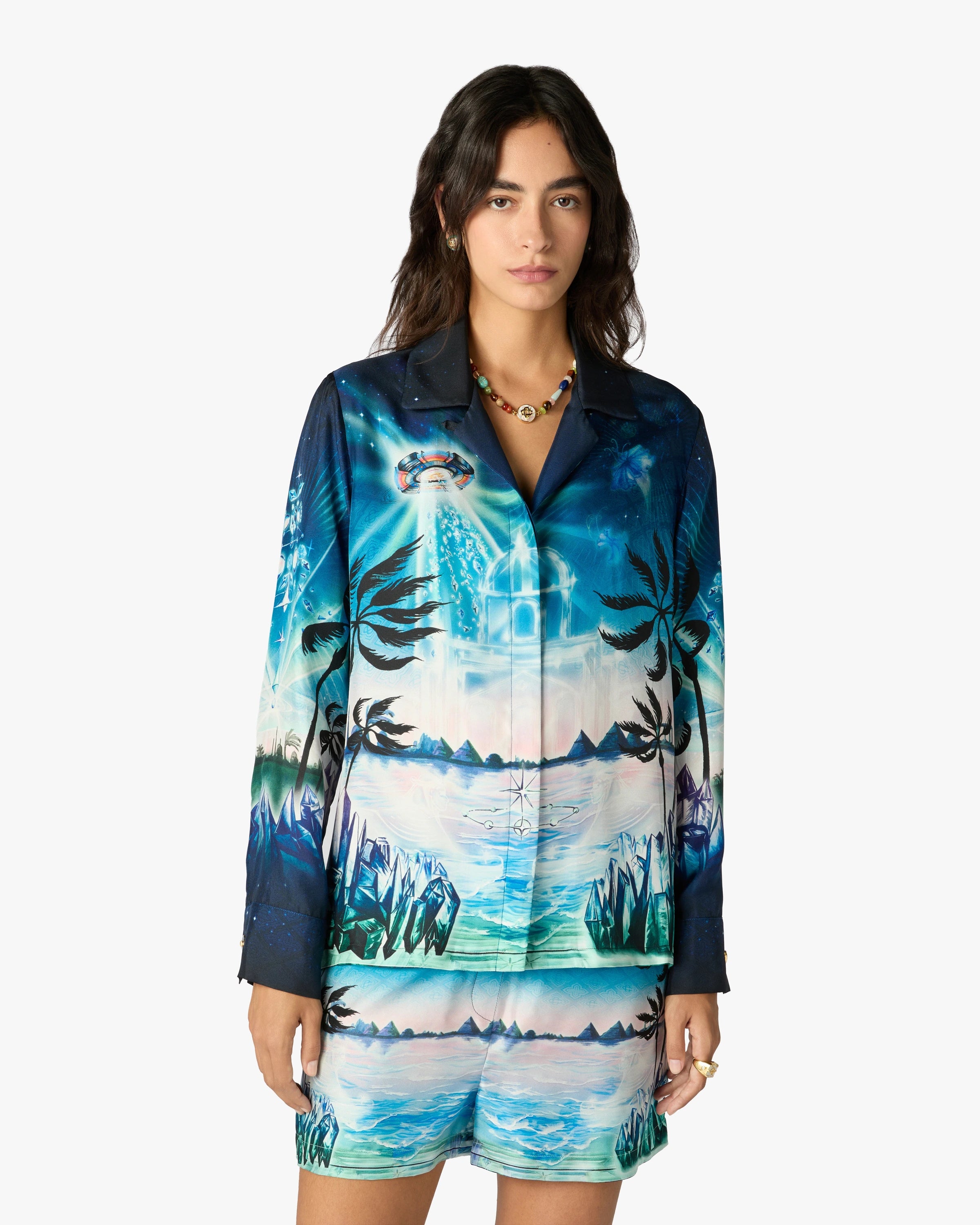 Crystal Alchemy Long Sleeve Silk Twill Shirt
