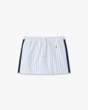 White & Navy Pinstripe Mini Skirt