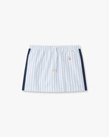 White & Navy Pinstripe Mini Skirt