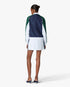 White & Navy Pinstripe Mini Skirt