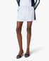 White & Navy Pinstripe Mini Skirt