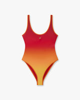 Red & Orange Gradient Printed Swimsuit