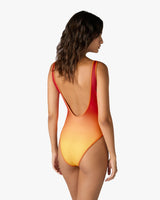 Red & Orange Gradient Printed Swimsuit
