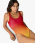Red & Orange Gradient Printed Swimsuit