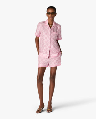 Pink Radiating Monogram Silk Shorts
