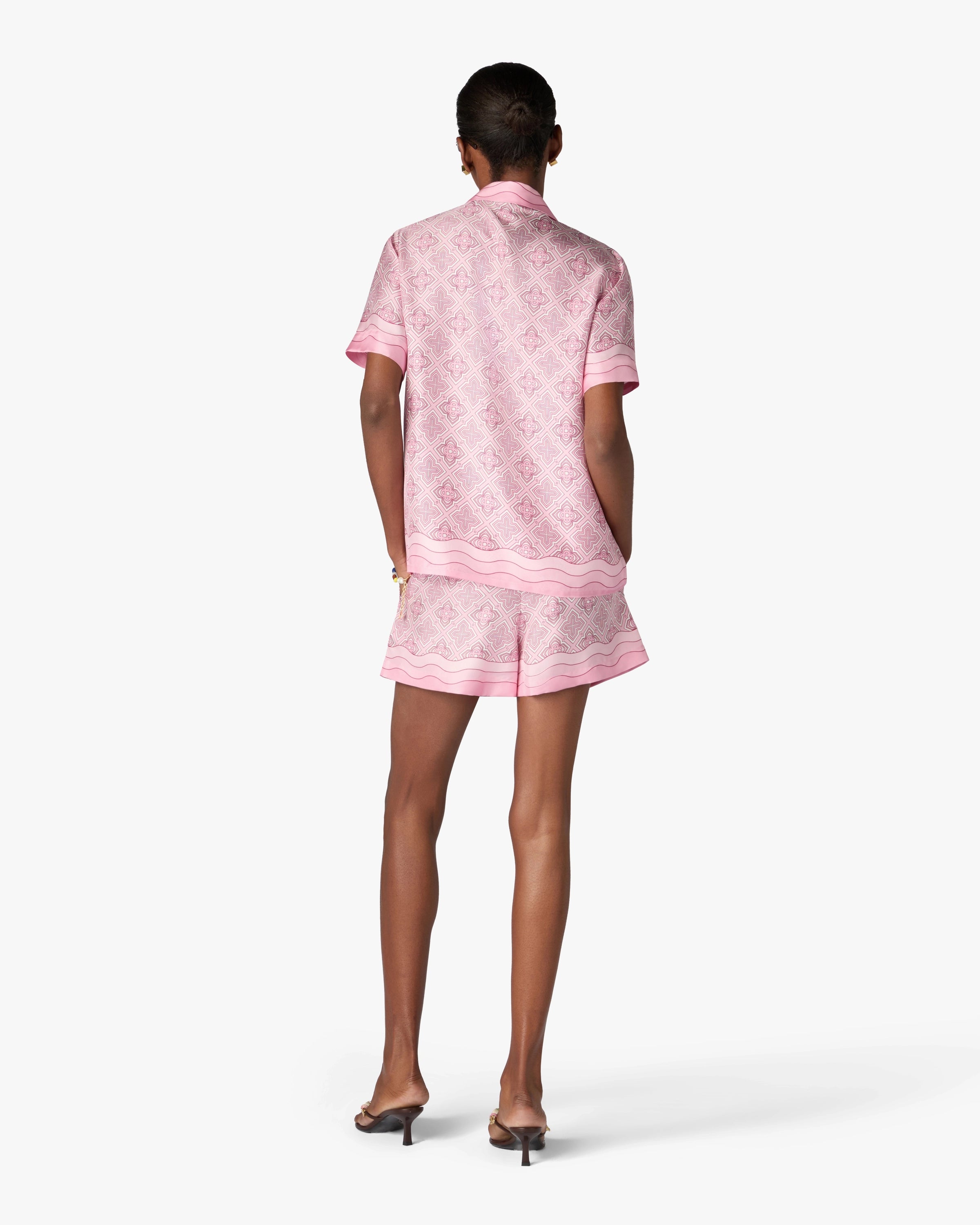 Pink Radiating Monogram Silk Shorts
