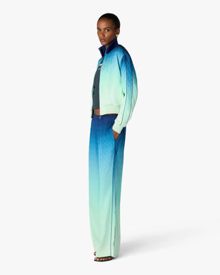 Blue & Green Gradient Monogram Jacquard Trousers