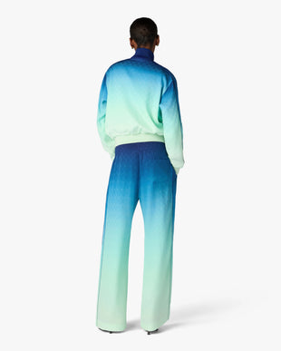 Blue & Green Gradient Monogram Jacquard Trousers
