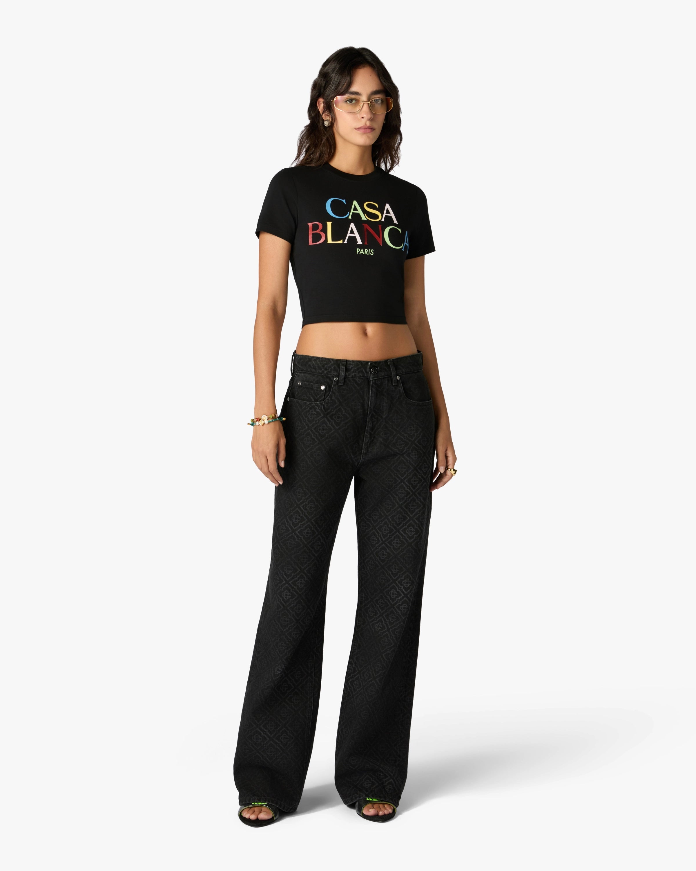 Black Logo Cropped Baby Short Sleeved T-Shirt