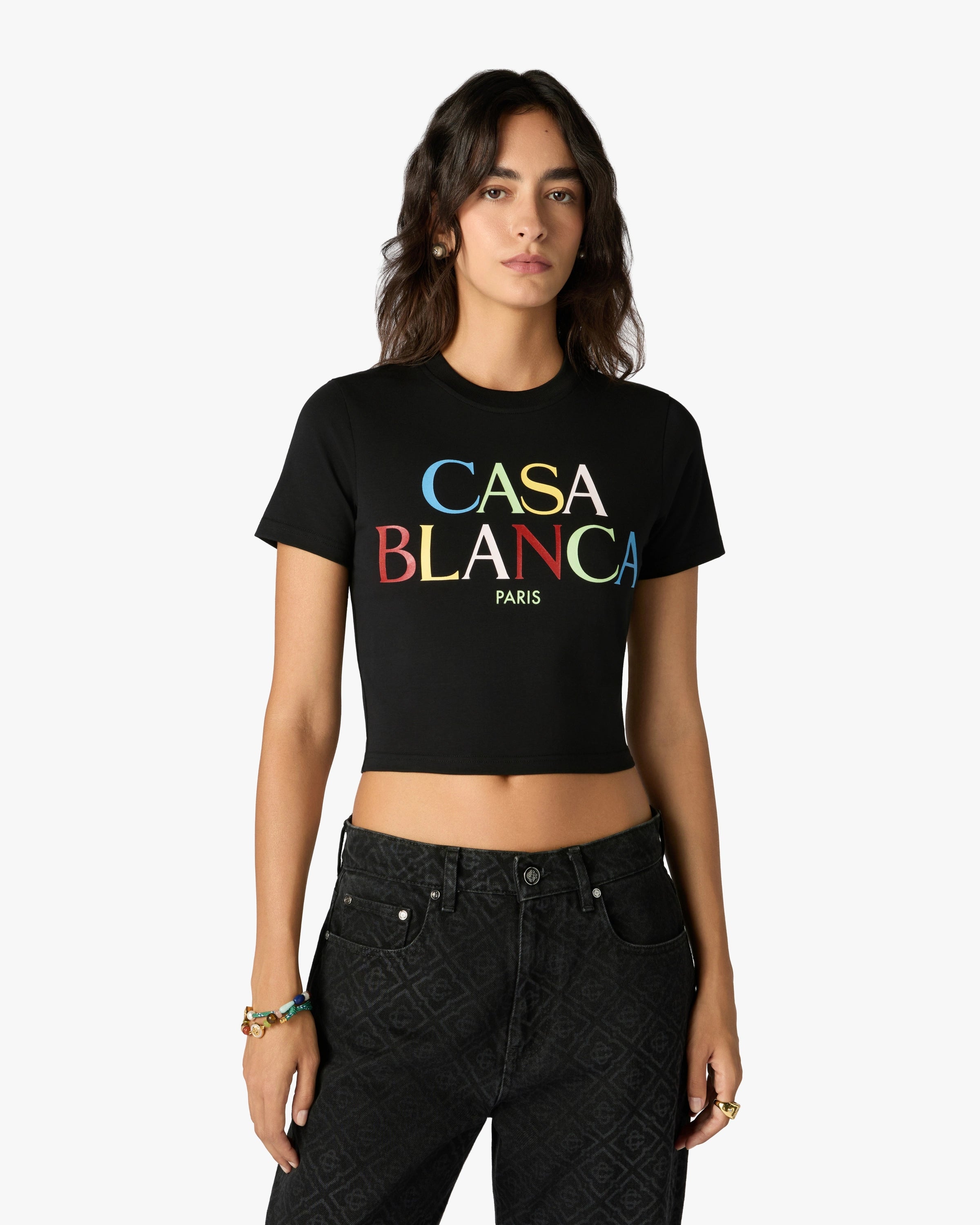Black Logo Cropped Baby Short Sleeved T-Shirt